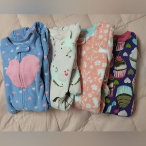 Lot of 4 girls pajamas, sz 4, Carters